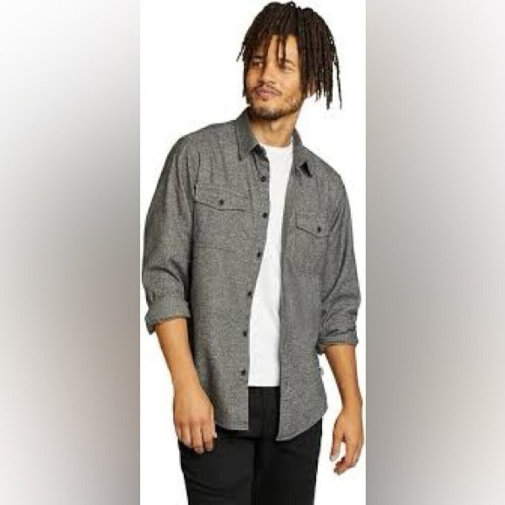 Mountain Ridge Men’s XL Gray Flannel Button-Up Shirt – Classic Casual Style